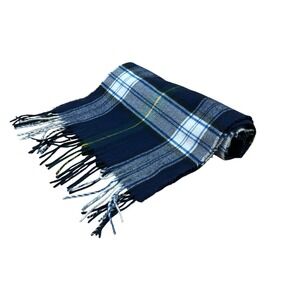 Clubfellow Cashmere Wool Blend Scarf Gordon Tartan Plaid Fringe Warm Soft